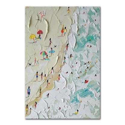 Hand Painted Beach Thick Oil Canvas Painting Wall Art Home Decor - Pacisia