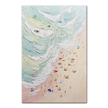 Hand Painted Beach Thick Oil Canvas Painting Wall Art Home Decor - Pacisia