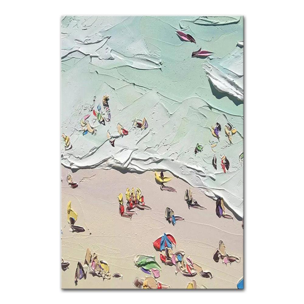 Hand Painted Beach Thick Oil Canvas Painting Wall Art Home Decor - Pacisia