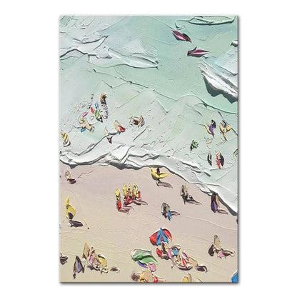 Hand Painted Beach Thick Oil Canvas Painting Wall Art Home Decor - Pacisia