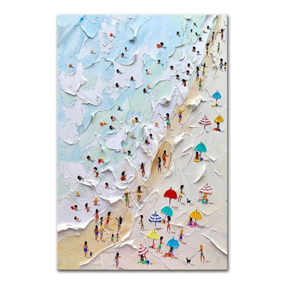 Hand Painted Beach Thick Oil Canvas Painting Wall Art Home Decor - Pacisia