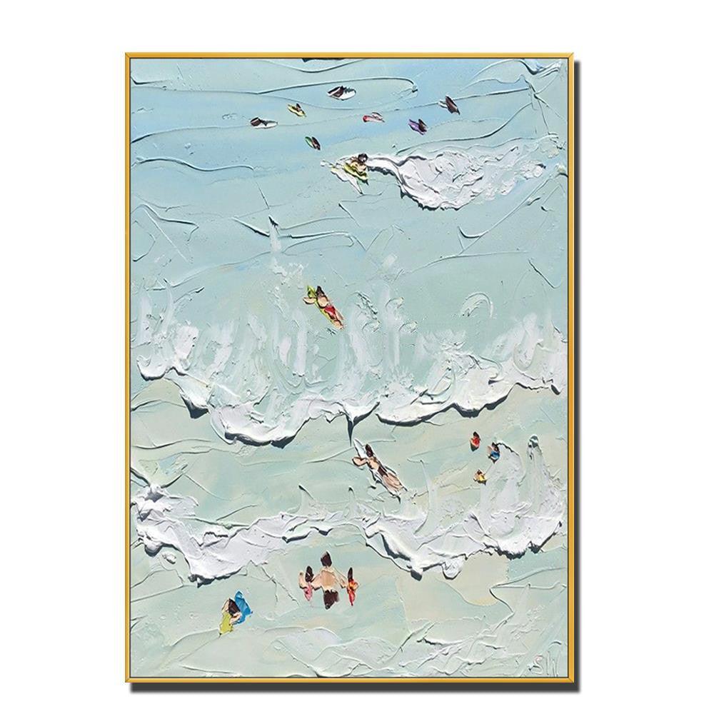 Hand Painted Beach Thick Oil Canvas Painting Wall Art Home Decor - Pacisia