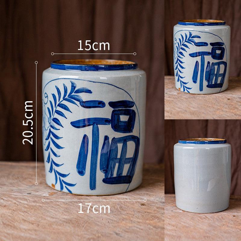 Hand-painted Blue And White Ceramic Vase Stoneware Flower Ware - Pacisia