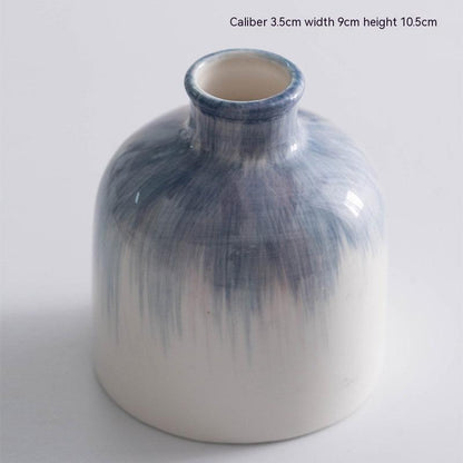 Hand Painted Blue Simple Ins Style Ceramic Decorative Vase - Pacisia