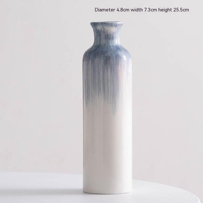 Hand Painted Blue Simple Ins Style Ceramic Decorative Vase - Pacisia
