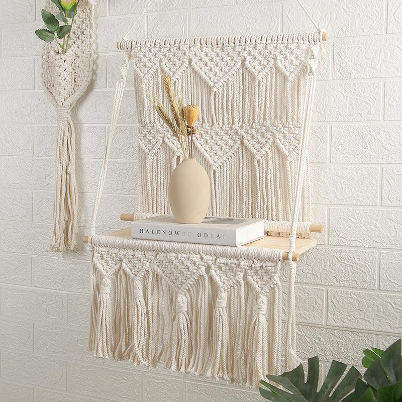 Hand-Woven Tapestry Shelf Living Room Bedroom Bedside Homestay Hotel Wall Storage Decoration - Pacisia