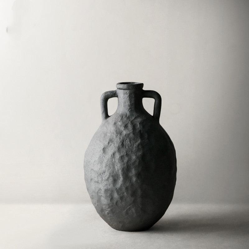 Handmade Ceramic Wabi-sabi Style Gilt Silver Vase Retro Nostalgic Vase - Pacisia
