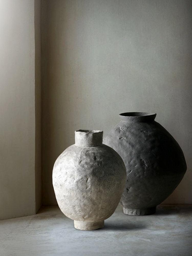 Handmade Ceramic Wabi-sabi Style Gilt Silver Vase Retro Nostalgic Vase - Pacisia
