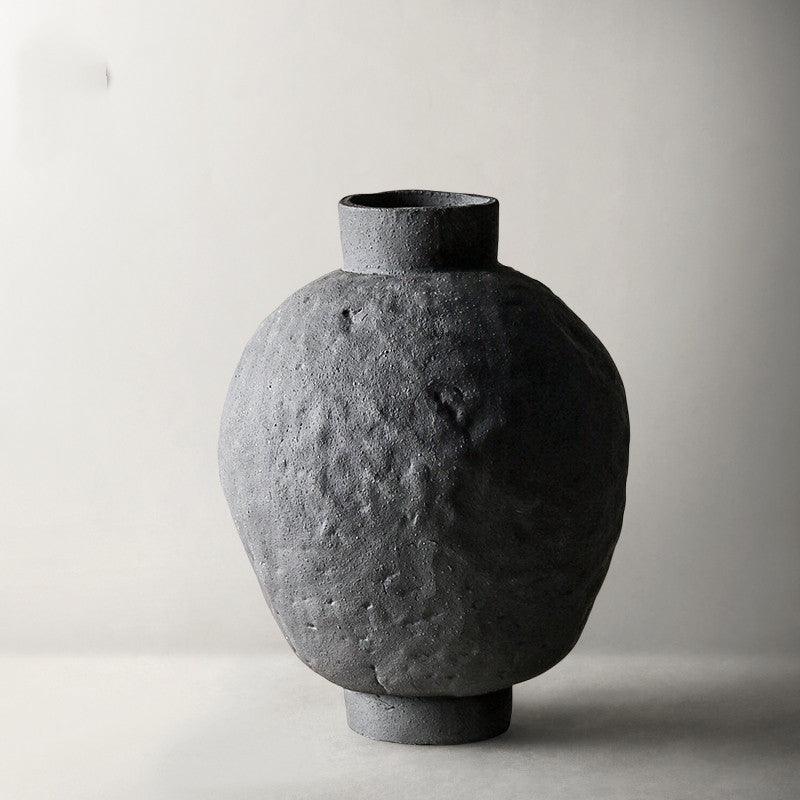 Handmade Ceramic Wabi-sabi Style Gilt Silver Vase Retro Nostalgic Vase - Pacisia