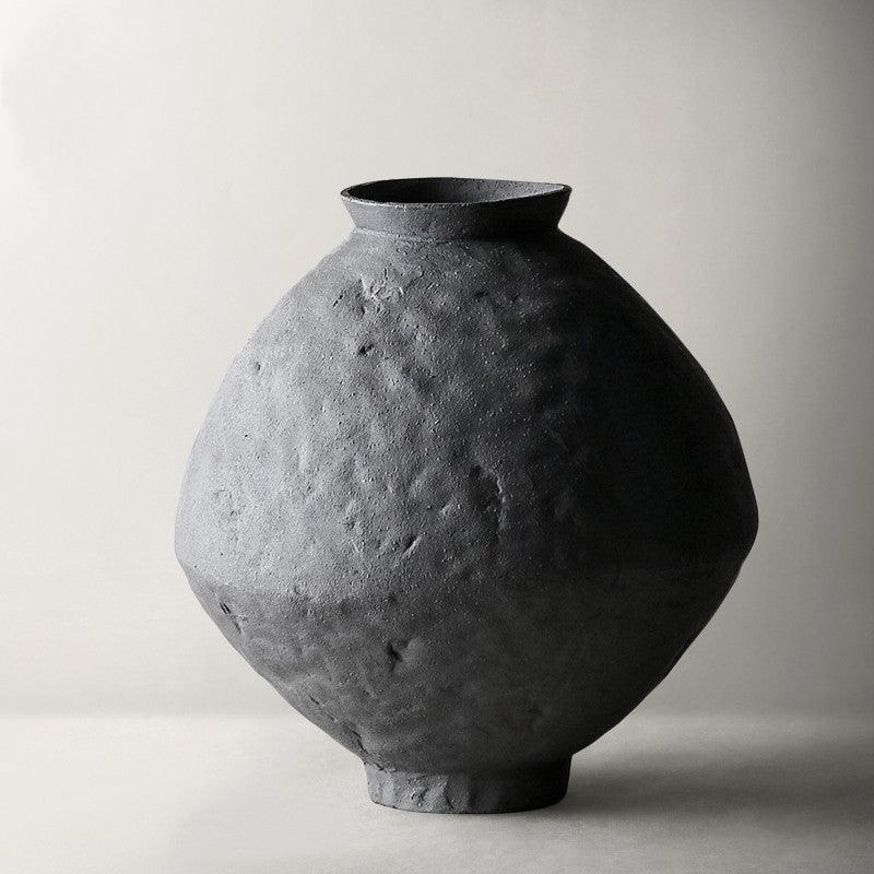 Handmade Ceramic Wabi-sabi Style Gilt Silver Vase Retro Nostalgic Vase - Pacisia