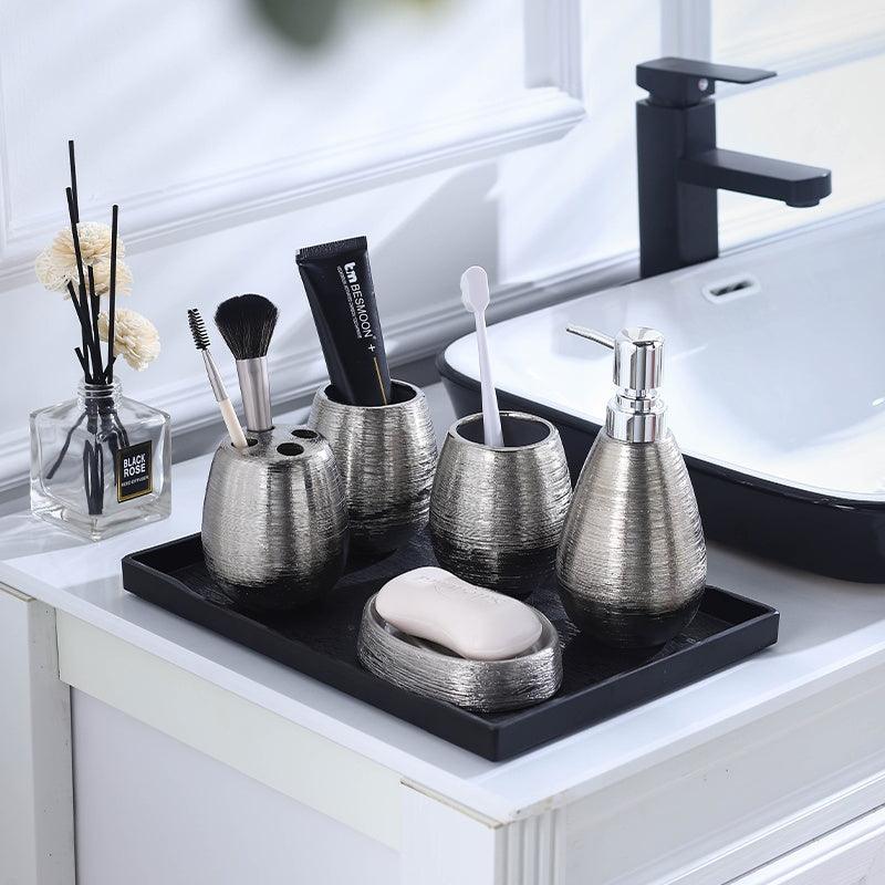 Handmade Vintage Brushed Ceramic Bathroom Five-piece Set - Pacisia