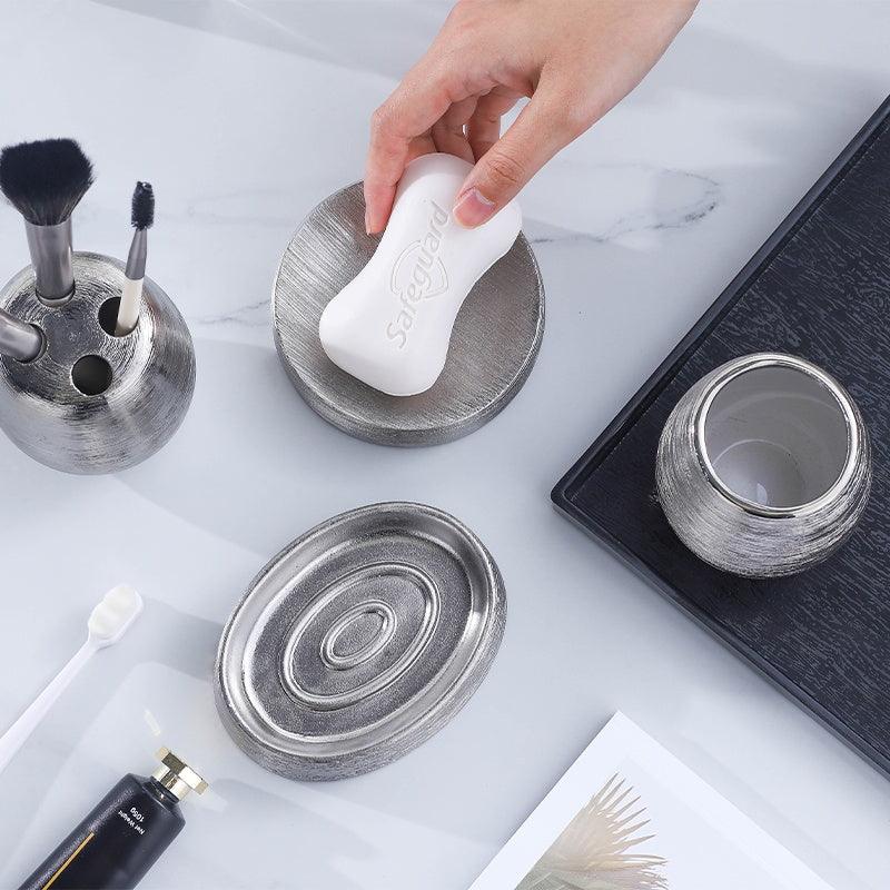 Handmade Vintage Brushed Ceramic Bathroom Five-piece Set - Pacisia