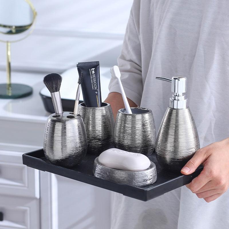 Handmade Vintage Brushed Ceramic Bathroom Five-piece Set - Pacisia