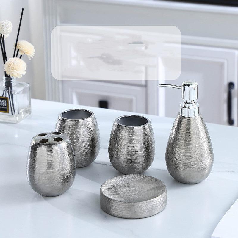 Handmade Vintage Brushed Ceramic Bathroom Five-piece Set - Pacisia