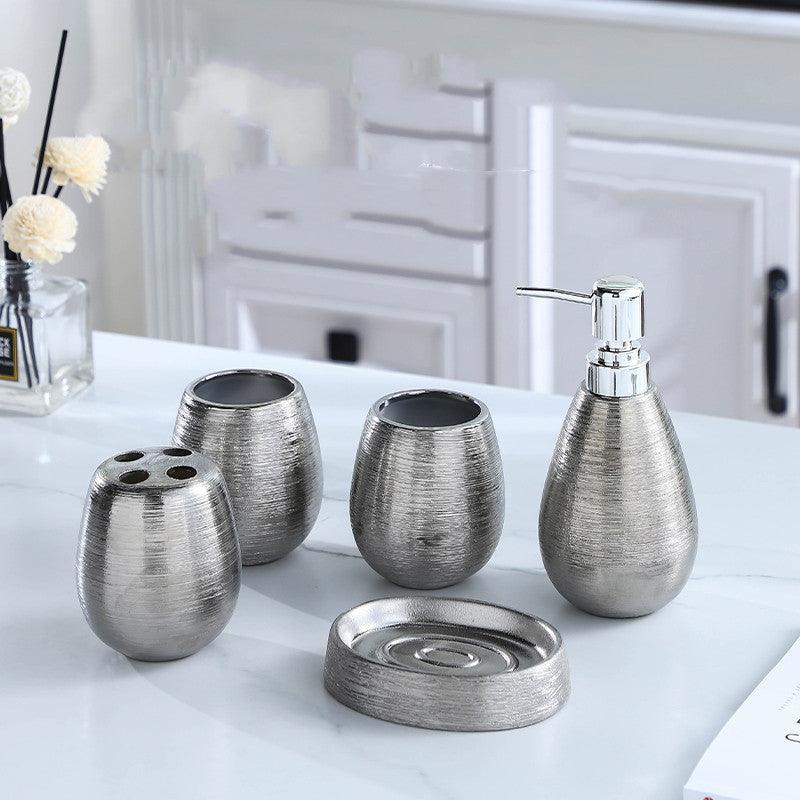 Handmade Vintage Brushed Ceramic Bathroom Five-piece Set - Pacisia