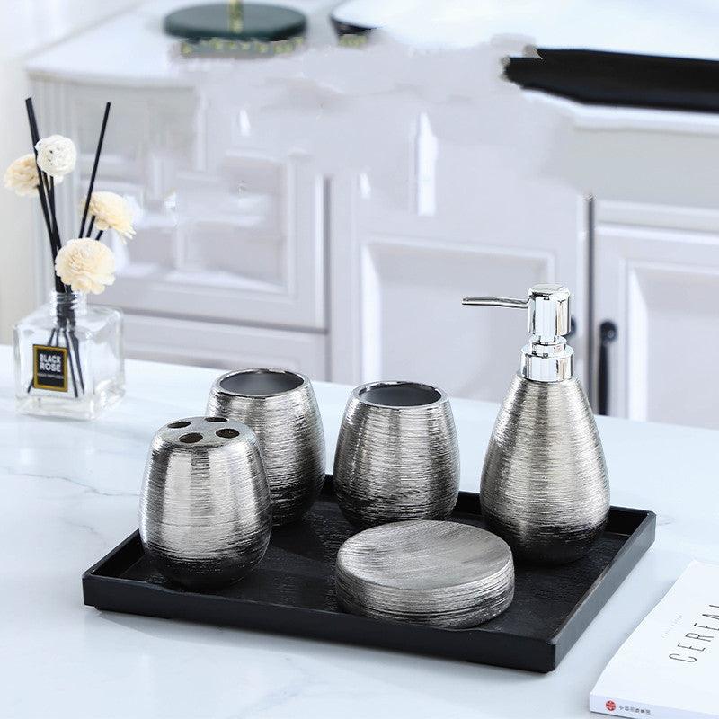 Handmade Vintage Brushed Ceramic Bathroom Five-piece Set - Pacisia