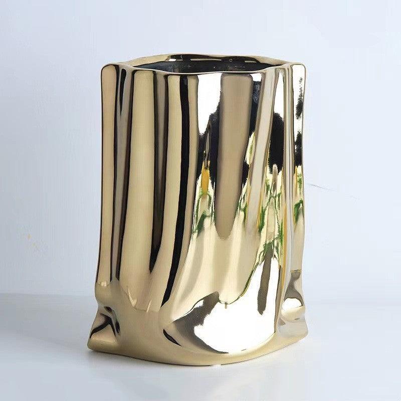 High-class Sense Of Light Luxury Ruffled Vase - Pacisia