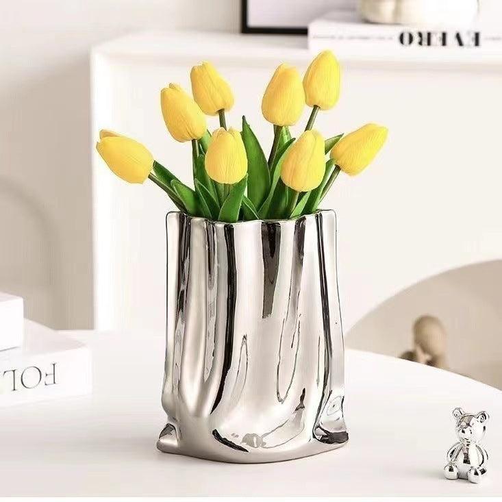 High-class Sense Of Light Luxury Ruffled Vase - Pacisia