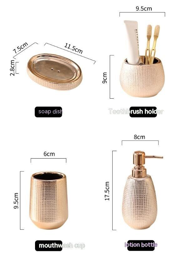Home Bathroom Rose Gold Ceramic Cleaning Kit - Pacisia