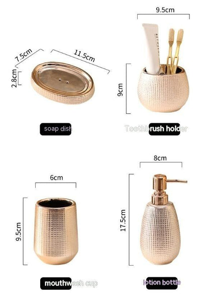 Home Bathroom Rose Gold Ceramic Cleaning Kit - Pacisia