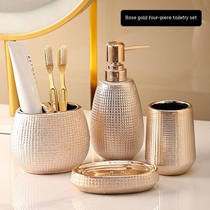 Home Bathroom Rose Gold Ceramic Cleaning Kit - Pacisia