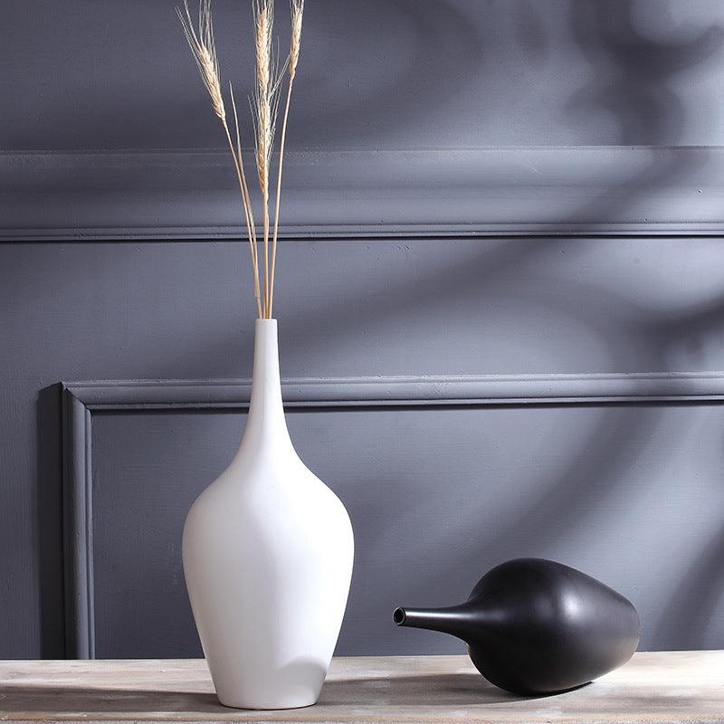 Home Desktop Flower Arrangement Decor Ceramic White Tall Vase - Pacisia