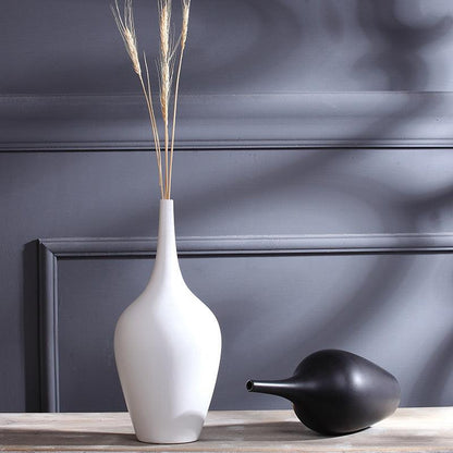 Home Desktop Flower Arrangement Decor Ceramic White Tall Vase - Pacisia