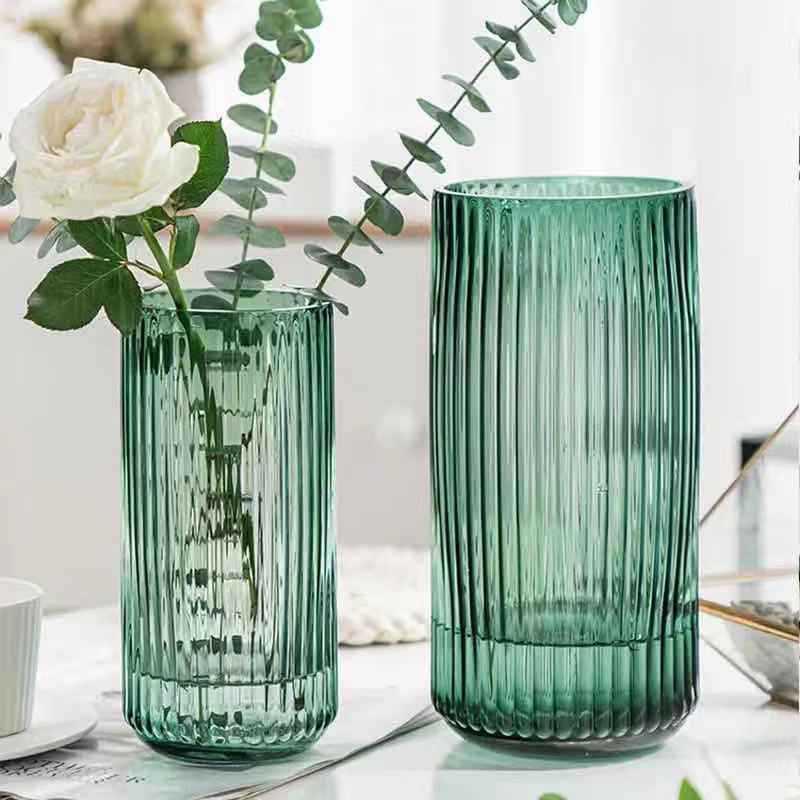 Home Fashion Decoration Color Vertical Striped Glass Vase - Pacisia