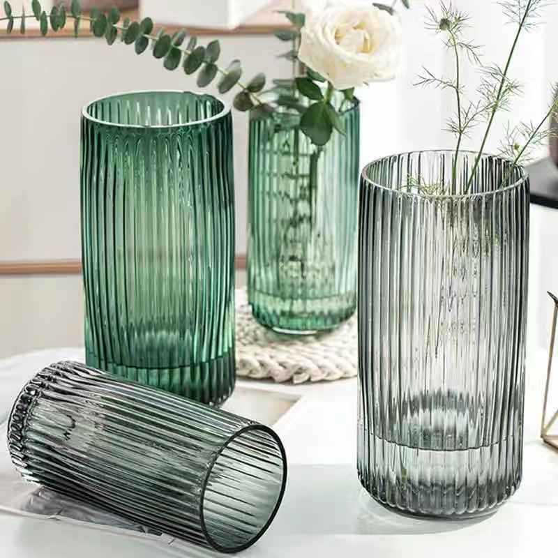 Home Fashion Decoration Color Vertical Striped Glass Vase - Pacisia