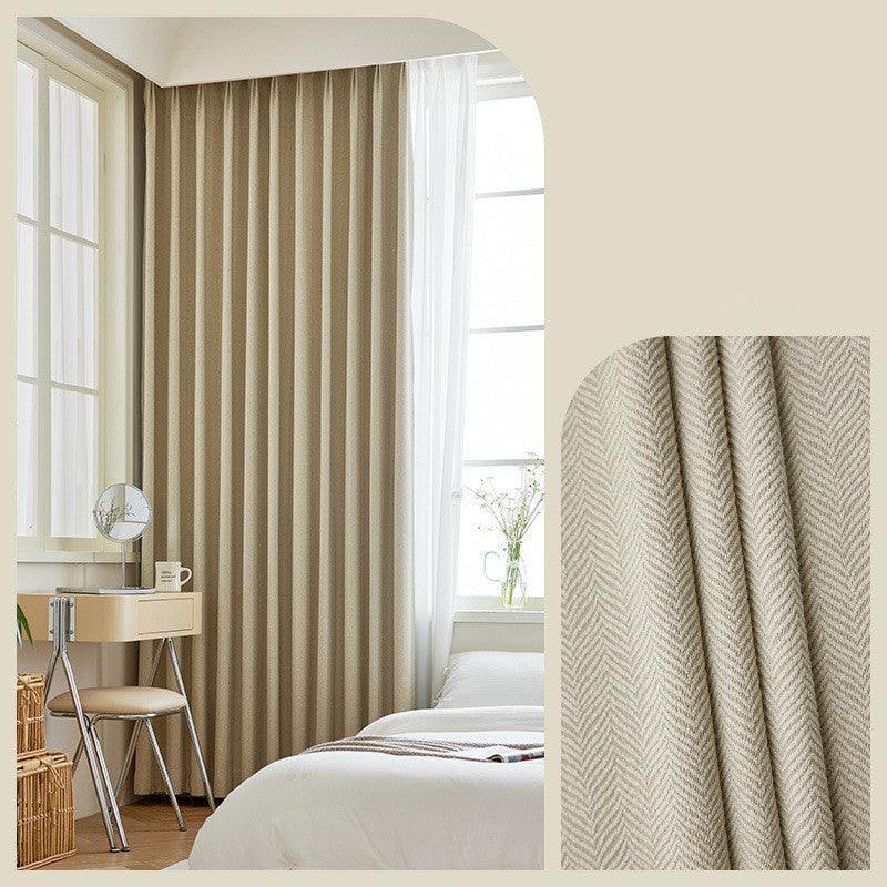 Home Fashion Herringbone Pattern Chenille Blackout Curtains - Pacisia