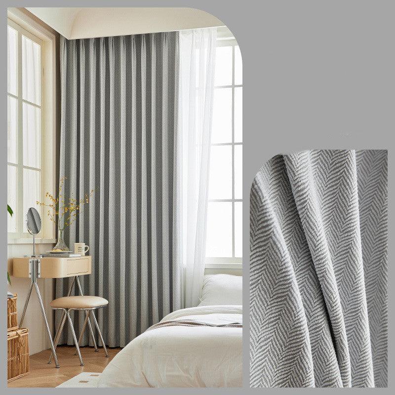 Home Fashion Herringbone Pattern Chenille Blackout Curtains - Pacisia
