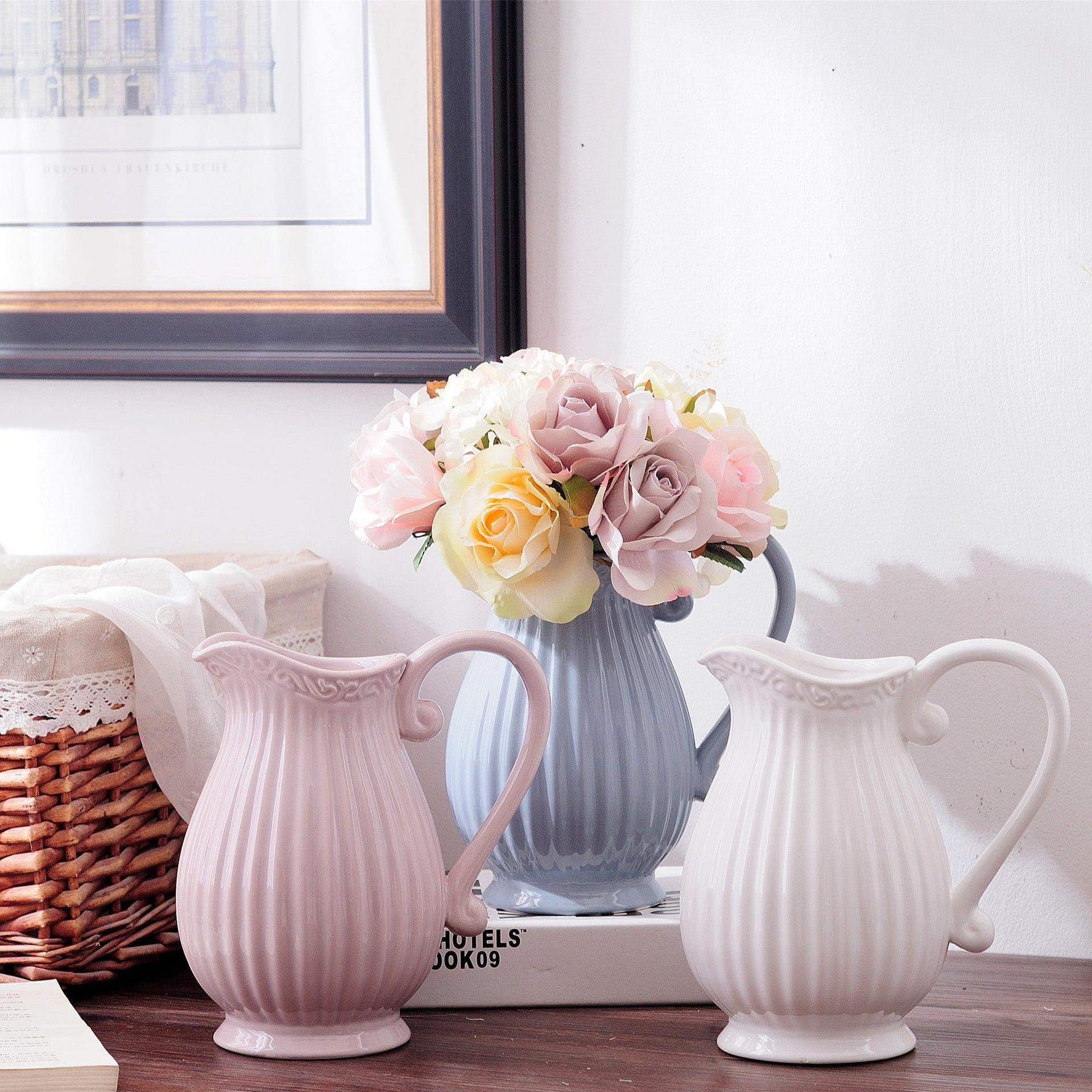 Home Fashion Simple Solid Color Ceramic Flower Pot Vase - Pacisia
