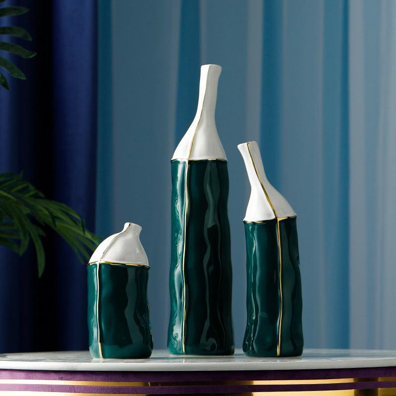 Home Living Room Porch Light Luxury Modern Minimalist Ceramic Vase Ornament Decoration Flower Arrangement - Pacisia