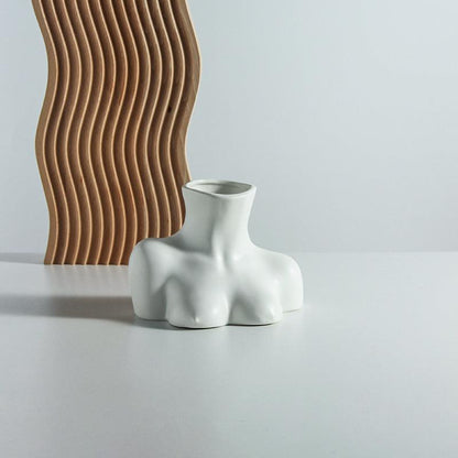 Human Body Vase And Bust Ceramic Living Room Flower Arranging Device - Pacisia