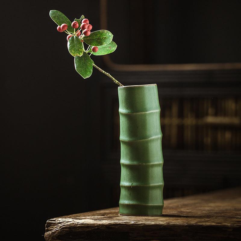 Imitation Bamboo Vase And Flower Arrangement Chinese Model House Furniture - Pacisia