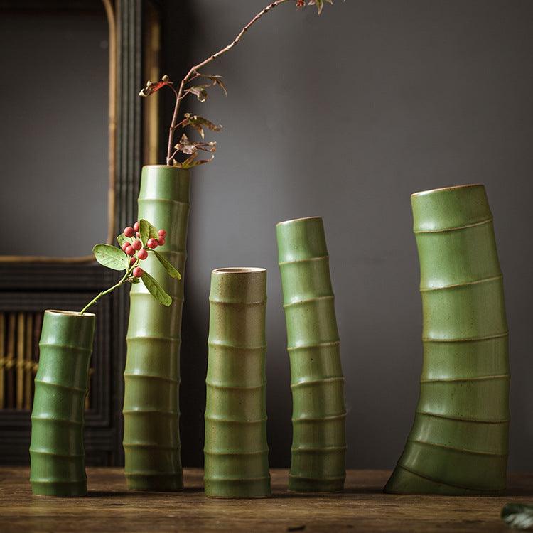 Imitation Bamboo Vase And Flower Arrangement Chinese Model House Furniture - Pacisia