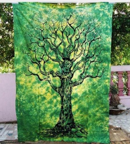Indian Mandala Tapestry Green Blue Flower Beautiful Wall Art Tapestry - Pacisia