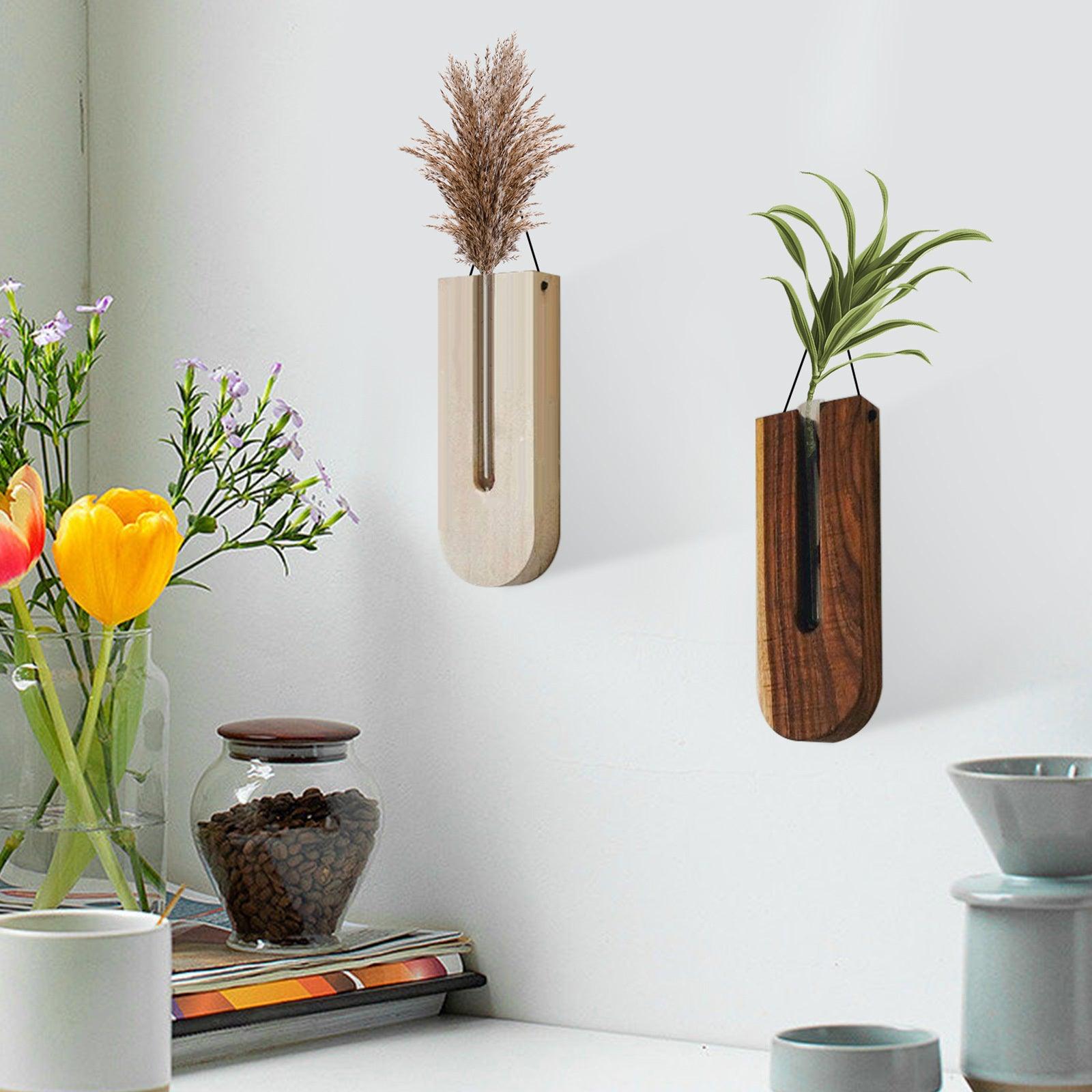 Indoor Wall Hanging Planter Wooden Vase - Pacisia