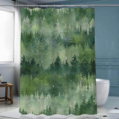 Ink Forest Shower Curtain Chinese Polyester With Hook - Pacisia