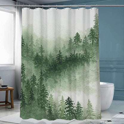 Ink Forest Shower Curtain Chinese Polyester With Hook - Pacisia