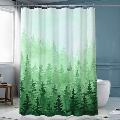 Ink Forest Shower Curtain Chinese Polyester With Hook - Pacisia