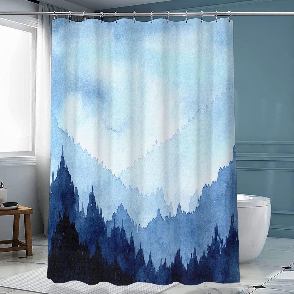 Ink Forest Shower Curtain Chinese Polyester With Hook - Pacisia