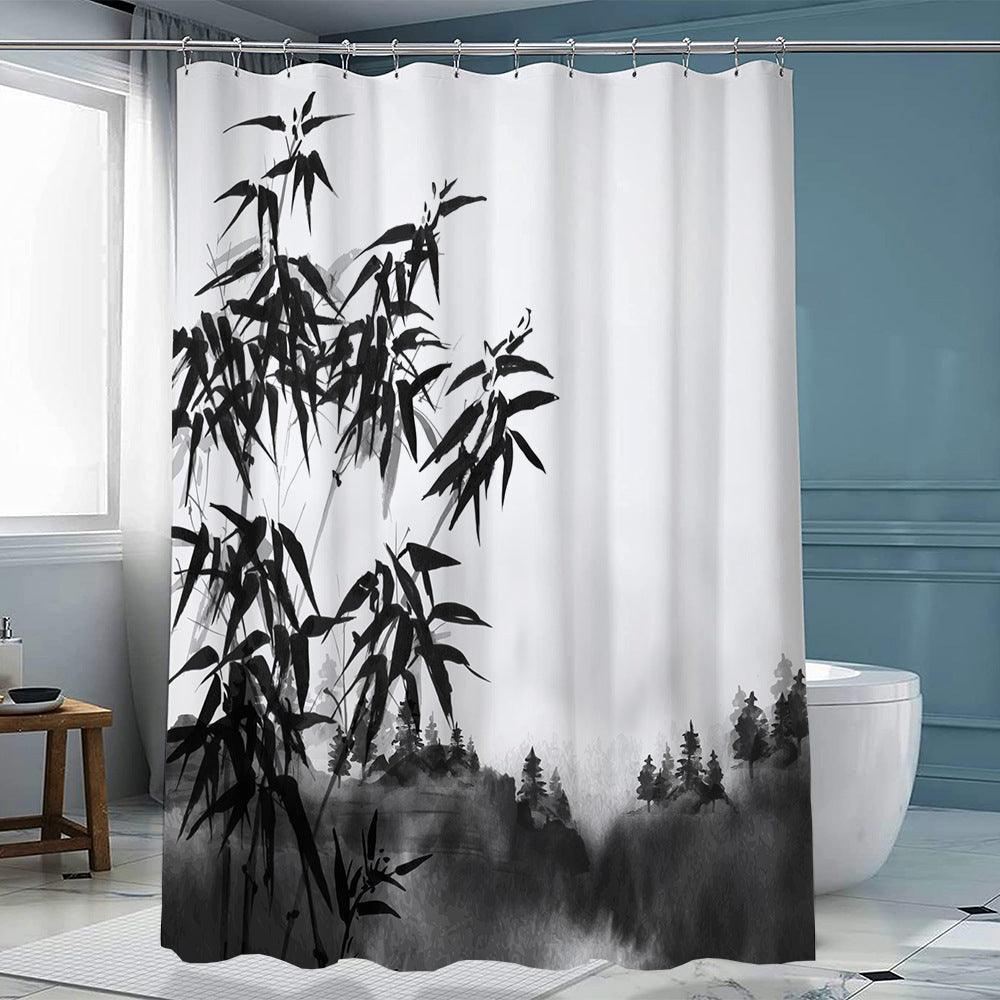 Ink Forest Shower Curtain Chinese Polyester With Hook - Pacisia