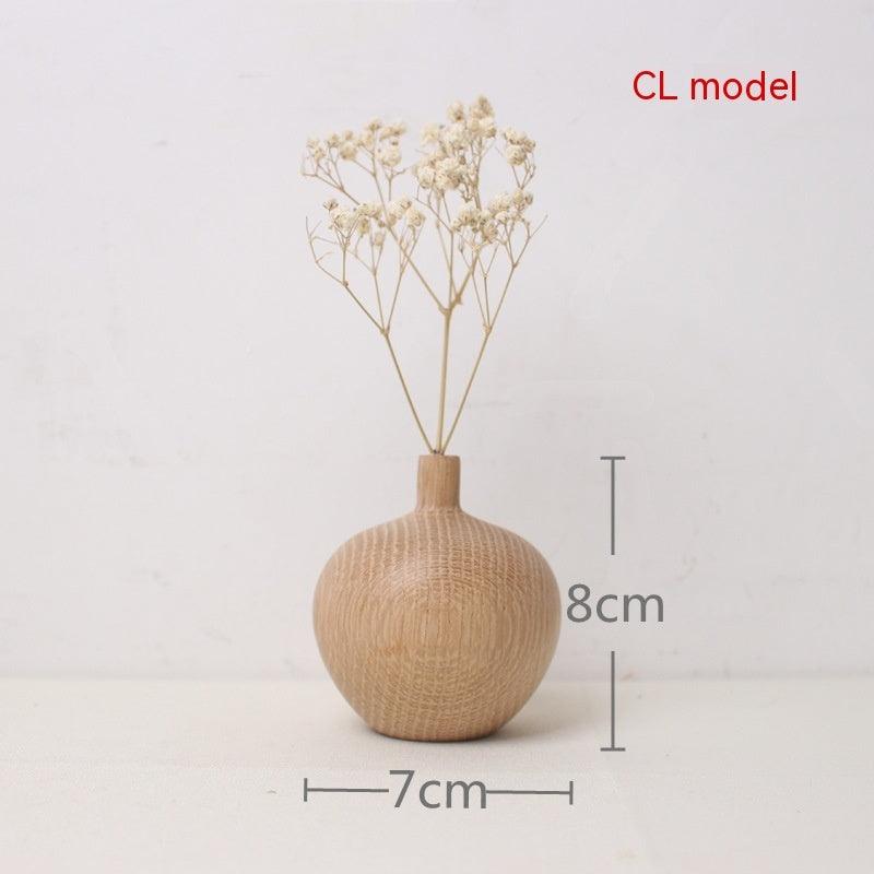Japanese Style Groceries Solid Wood Dried Flowers And Flowerpot Wooden Craftwork Ins Vase - Pacisia