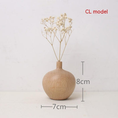 Japanese Style Groceries Solid Wood Dried Flowers And Flowerpot Wooden Craftwork Ins Vase - Pacisia