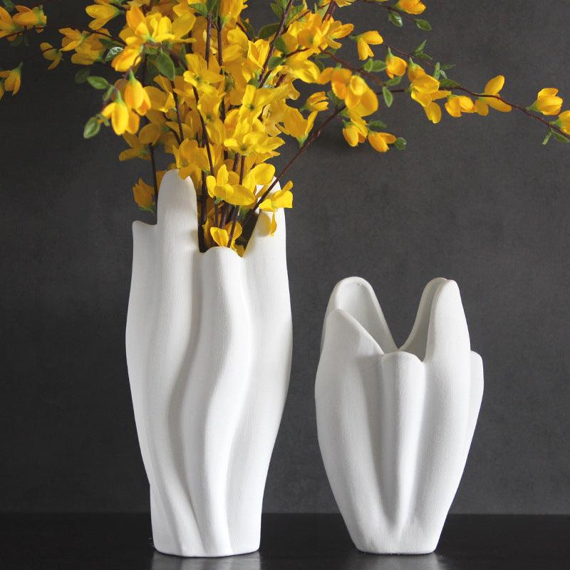 Jingdezhen Ceramics Biscuit White Vase Flower Arrangement - Pacisia
