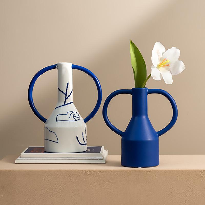 Klein Blue Creative Binaural Ceramic Decorative Vase Ornament - Pacisia