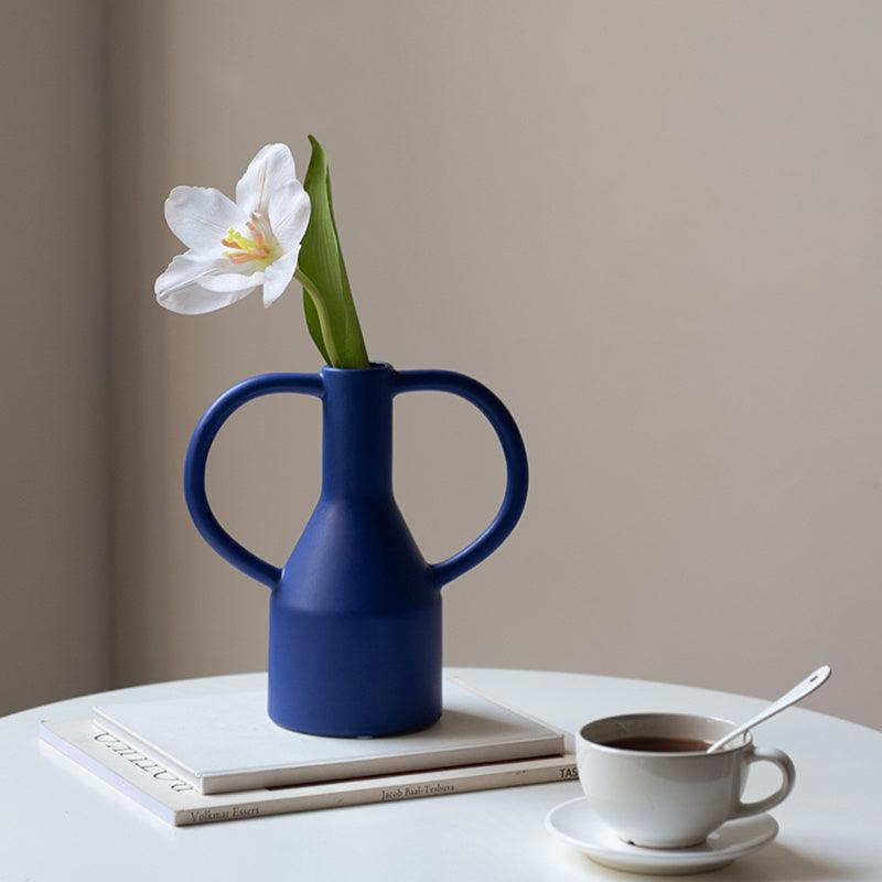 Klein Blue Creative Binaural Ceramic Decorative Vase Ornament - Pacisia