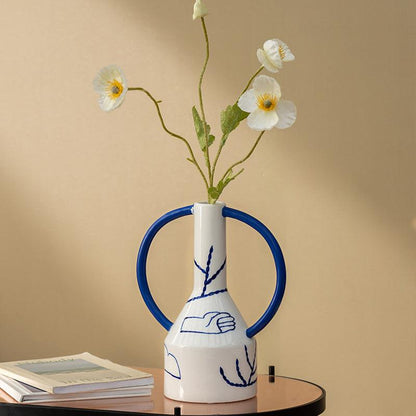 Klein Blue Creative Binaural Ceramic Decorative Vase Ornament - Pacisia