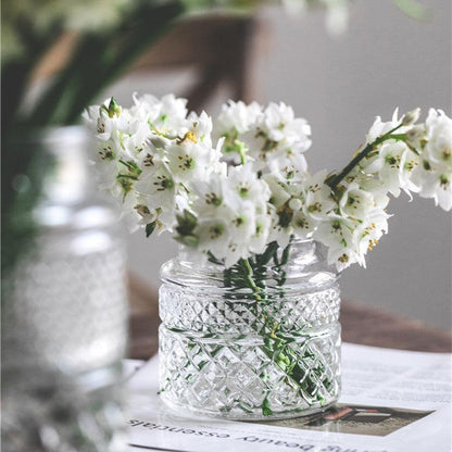 Large Mouth Glass Vase Table Top Flowers Green Planter - Pacisia